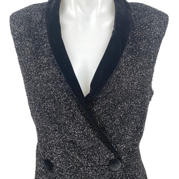 Topshop Women's Tinsel Tuxedo Dress Polyester Black Size S - Picture 3 of 5